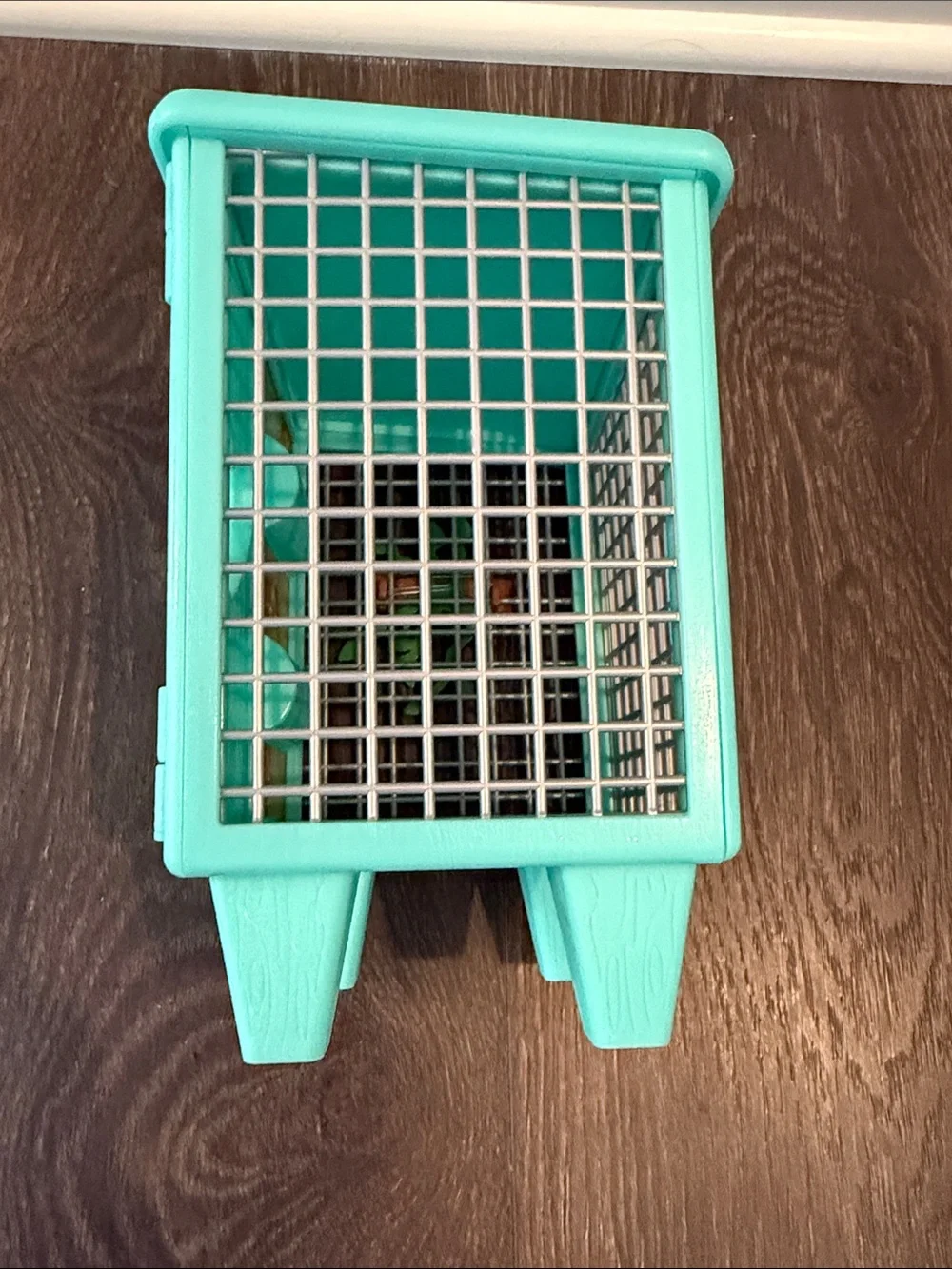 American Girl Teal Bunny Cage with Ramp and White Plush Bunny